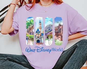 Retro Walt Disneyworld Watercolor Comfort Colors® Shirt, Vintage Disneyworld Shirt, Retro Disney Shirt, Disney 2025 Trip, Magic Castle Shirt
