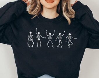 Dancing Skeleton Halloween T-Shirt: Women's Fall Costume Shirt