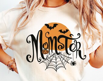 Comfort Colors Momster Halloween Shirt: Funny Women's Crewneck