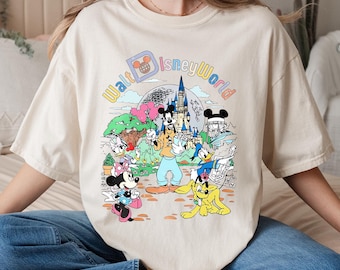 Retro Walt Disneyworld Comfort Colors® Shirt, Vintage Disneyworld Shirt, Mickey And Friends T-shirt, Disney 2025 Trip, Retro Disney T-shirts
