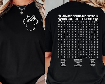 Funny Interactive Disney Shirt, Waiting In Line Puzzle Double Side Disney T-shirt, Disney Dad T-shirt, Disneyworld Shirt, Disney Mom T-shirt