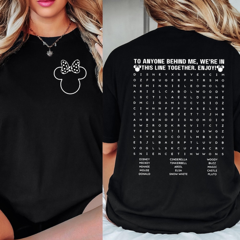 Funny Interactive Disney Shirt, Waiting In Line Puzzle Double Side Disney T-shirt, Disney Dad T-shirt, Disneyworld Shirt, Disney Mom T-shirt image 1