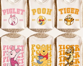 Winnie the Pooh Varsity Shirt, Tigger, Piglet, Eeeyore, Roo, Lumpy, Rabbit, Disneyland Trip Shirt, Disney Family Trip T-shirt, Pooh Fan Gift