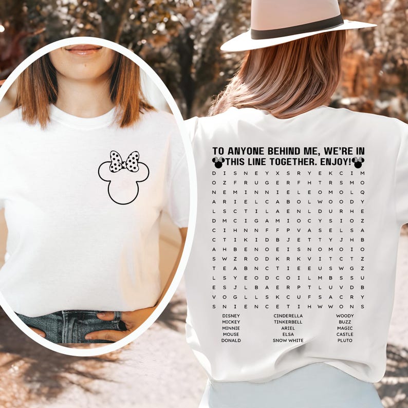 Funny Interactive Disney Shirt, Waiting In Line Puzzle Double Side Disney T-shirt, Disney Dad T-shirt, Disneyworld Shirt, Disney Mom T-shirt image 2