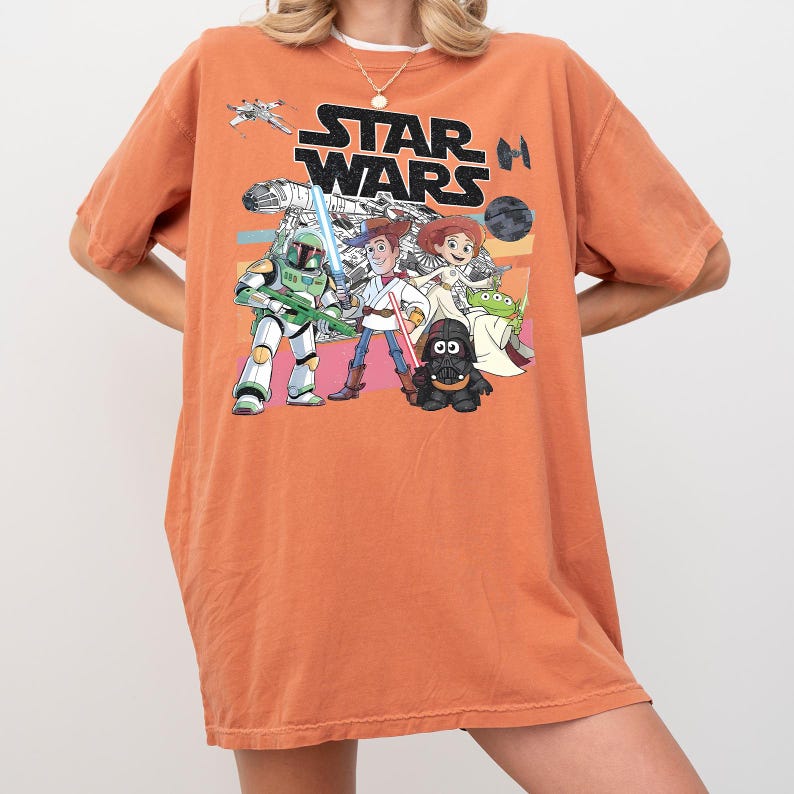 Disney Woody and Friends Star Wars T-shirt, Galaxy's Edge T-shirts, Disney Woody Jessie Buzz Lightyear T-shirt, Toy Story Star Wars T-Shirts image 3