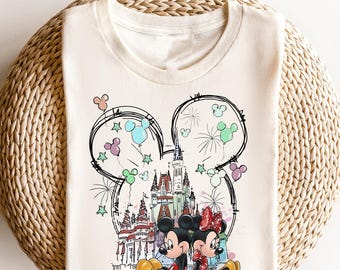 Watercolor Disney Castle Shirt, Disney Vacation Shirt, Mickey Minnie Mouse, Magic Kingdom Family Shirt, Disneyland Shirt, Retro Disney Shirt