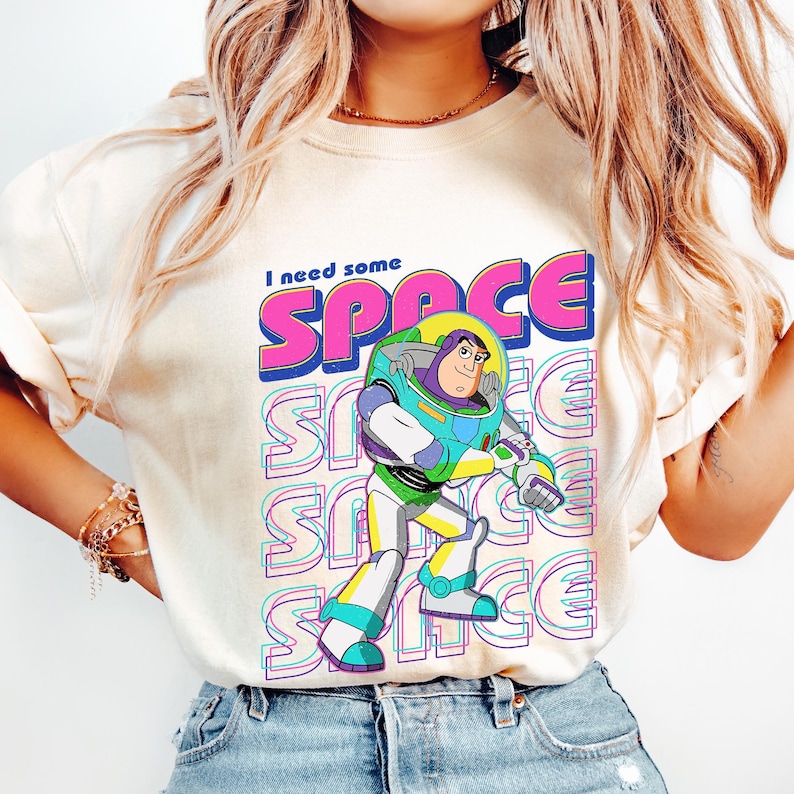 Buzz Lightyear Shirt, I Need Some Space Tee, Toy Story Shirt, Retro Space Graphic Tee,Funny Disney Trip Tee, Unisex Cartoon, Comfort Colors® image 1