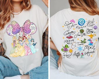 Disney Princess Shirt, Watercolor Magic Castle Princess T-shirt, Disneyland Family Trip Shirts, Disney Princess Signature Sketch Sweatshirts