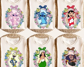 Vintage Lilo And Stitch Character Costume Shirt, Angel Stitch Scrump Pleakley Jumba Halloween T-shirt, Disney Spooky Season, Comfort Colors®