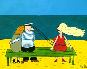 Modern Art: Windy Day, Original Acrylic Painting 40×30 cm (15.7×11.8 inches), Funny Art, Home Decor, Author’s Painting, Inspiring Artwork.