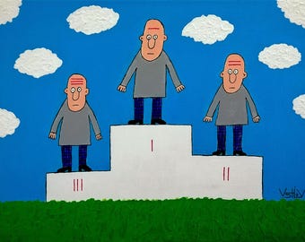 Modern Acrylic Painting: "C'est la vie" Funny Art, 40x30cm
