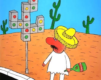 Custom-made acrylic painting - Tequila Day Acrylic Painting: Funny Mexican Art, Contemporary Naive Style