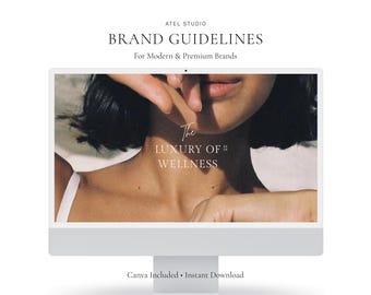 Luxury Wellness Brand Guidelines Template | 32 Editable Canva Slides | Premium Identity Kit