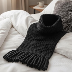 Chunky black Crochet Scarf Pattern PDF | Modern Men's & Women's Winter Accessory | Digital Download