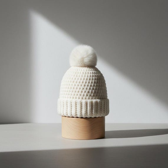 White Crochet Beanie Pattern With Pom Pom | Beginner  display picture 2