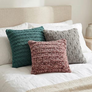 Unique Textured Crochet Cushion Trio | Set of 3 Throw Pillow Patterns | Modern Bedroom & Sofa Decor | PDF Digital Download