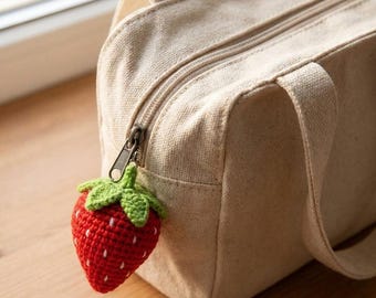 Strawberry Keychain Crochet Pattern | Amigurumi Fruit PDF | Beginner Scrap Yarn Project | Digital Download