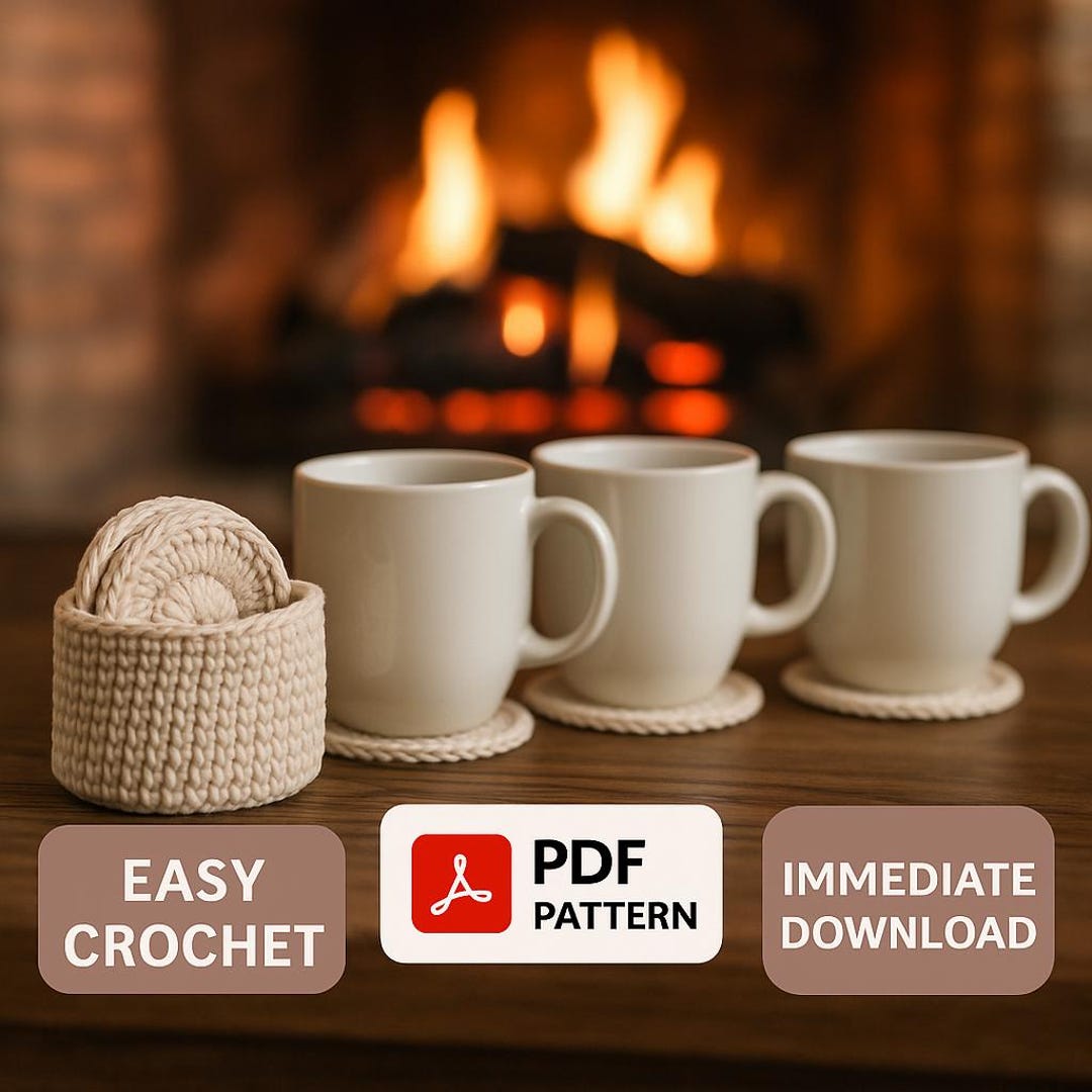Crochet Coaster and Holder Pattern - Quick, Easy Home Decor - Etsy