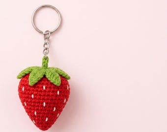 Strawberry Keychain Crochet Pattern | Amigurumi Fruit PDF | Beginner Friendly Craft | Easy Digital Download