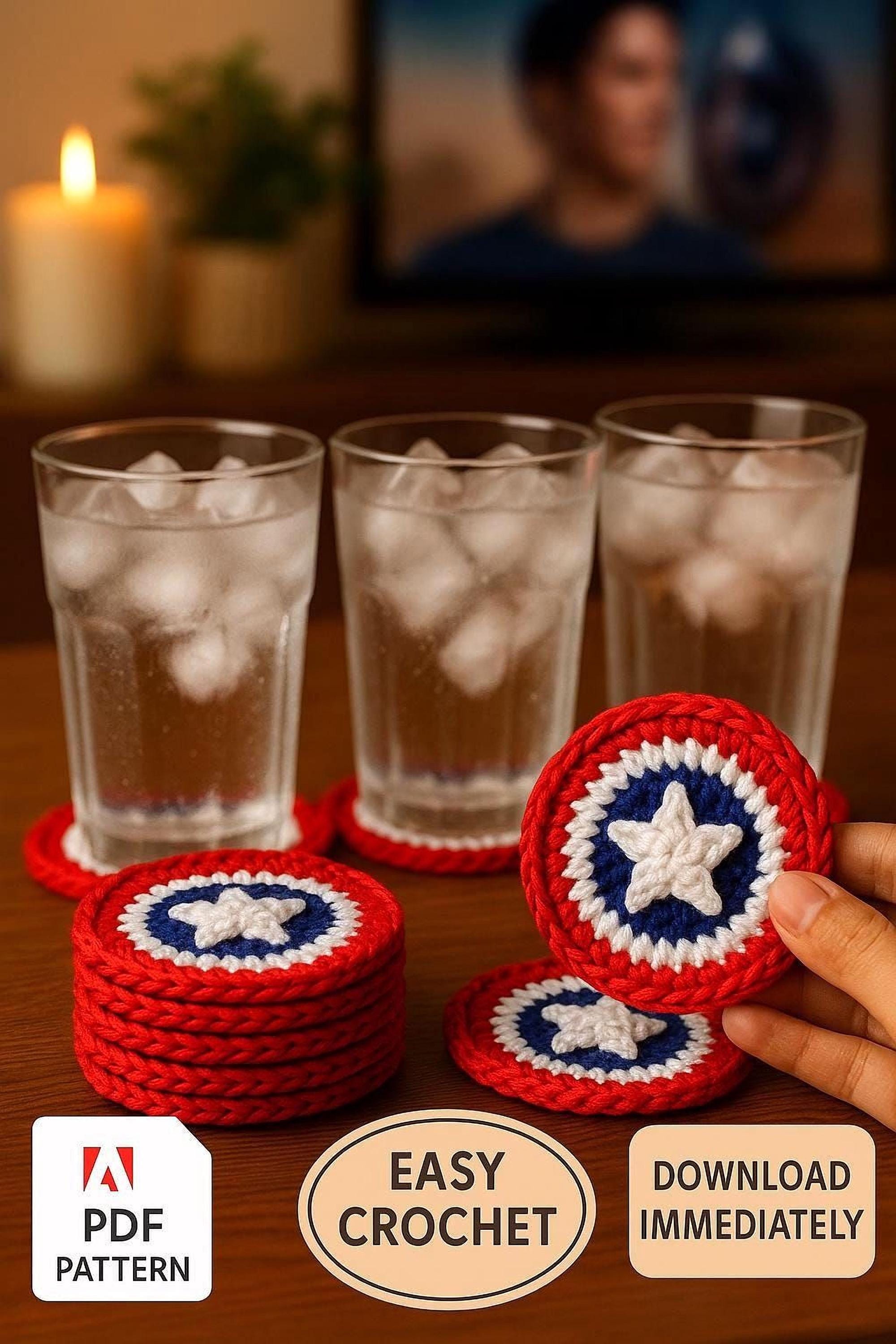 Patriotic Star Coasters Crochet Pattern