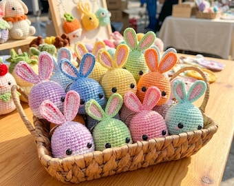 Mini Bunny Crochet Pattern | Quick Craft Fair Keychain PDF | Scrap Yarn Amigurumi | Digital Download