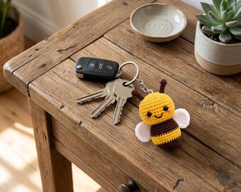Mini Bee Keychain Pattern | Quick Craft Market Crochet | Bag Charm Amigurumi PDF | DIY Handmade Gift | Digital Download