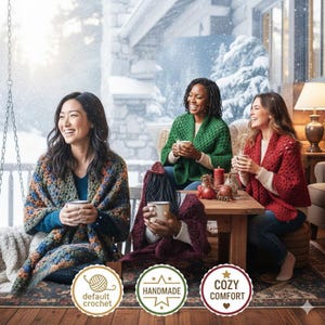 Chunky Granny Stitch Shawl: Cozy Oversized Wrap with Pockets