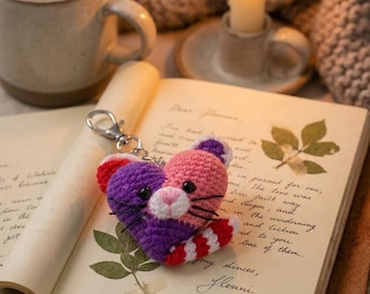 Quick Heart Keychain Pattern | Stash Buster Crochet Project | Cozy Amigurumi PDF | Cute Bag Charm | Digital Download