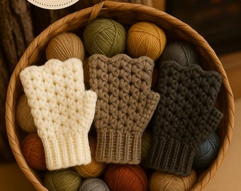 Patrón de guantes sin dedos de crochet para principiantes / Mitones para clima cálido / PDF descargable / Regalo fácil hecho a mano