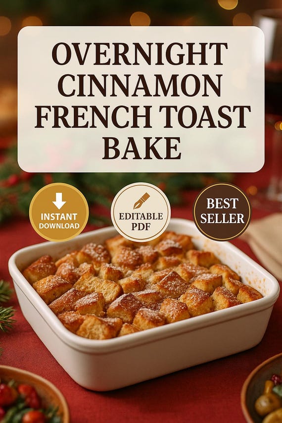 Overnight Cinnamon French Toast Bake Recipe PDF | Easy Christmas Morning Breakfast