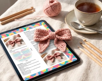 Quick Crochet Bow Pattern | Digital Download PDF | Scrap Yarn Project | Easy Sailor Hair Bow | DIY Gift
