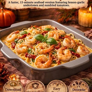 Marry Me Shrimp Pasta Recipe PDF | 15 Minute Seafood Dinner | Digital Download | Creamy Lemon Garlic | Printable Card image 2