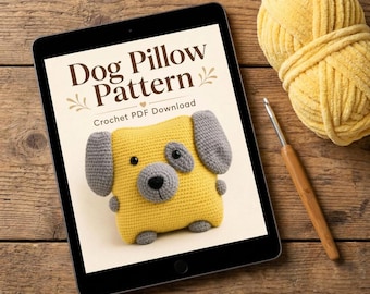 Dog Pillow Crochet Pattern | Plush Puppy Cushion PDF | Amigurumi Dog Toy | Beginner Friendly | Digital Download