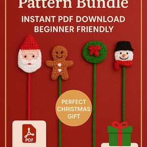 Holiday Crochet Bookmarks, Santa & Friends (Beginner PDF Patterns)