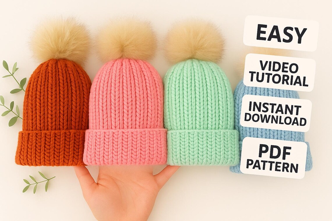 Chunky Ribbed Beanie Pattern, Easy Crochet Hat PDF, Quick Adult Winter ...