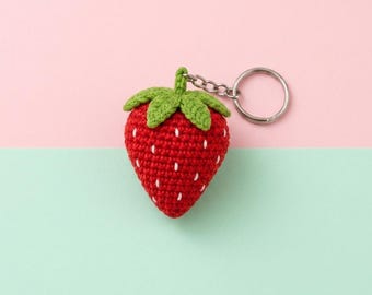 Easy Amigurumi Strawberry Pattern | Fruit Bag Charm Crochet PDF | Beginner Friendly | Digital Download