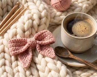 Chunky Sailor Bow Crochet Pattern | Plush Hair Accessory | Digital Download PDF | Easy Beginner DIY Bow