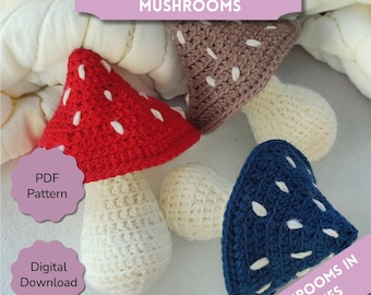 Crochet Mushroom Pattern: Rustic Farmhouse Decor (PDF Digital Download)