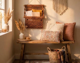 Crochet Wall Organizer Pattern | Boho Wall Pocket PDF | Digital Download | Book Holder Wall Decor | Handmade Storage Pattern