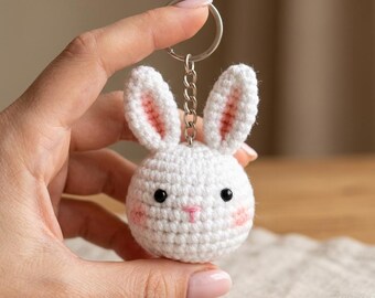 Crochet Bunny Keychain Pattern PDF | Amigurumi Bunny Crochet Pattern | Easter Bunny Keyring | Beginner Crochet | Instant Download
