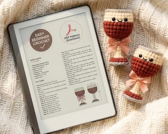Beginner Crochet Pattern | Cute Wine Glass Ornament PDF | Amigurumi Drink Keychain | Cozy Digital Download