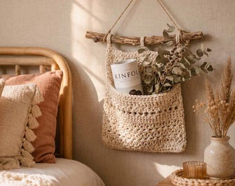 Boho Wall Hanging Organizer Crochet Pattern | Wall Pocket Storage PDF | Book and Mail Holder | Digital Download | Easy DIY Decor