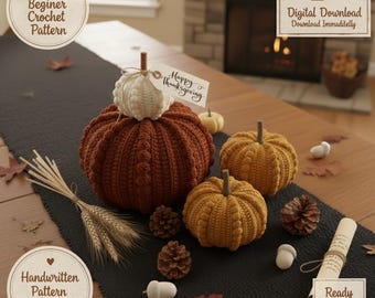 Schema di zucca all'uncinetto, adatto ai principianti, decorazione autunnale (download PDF)