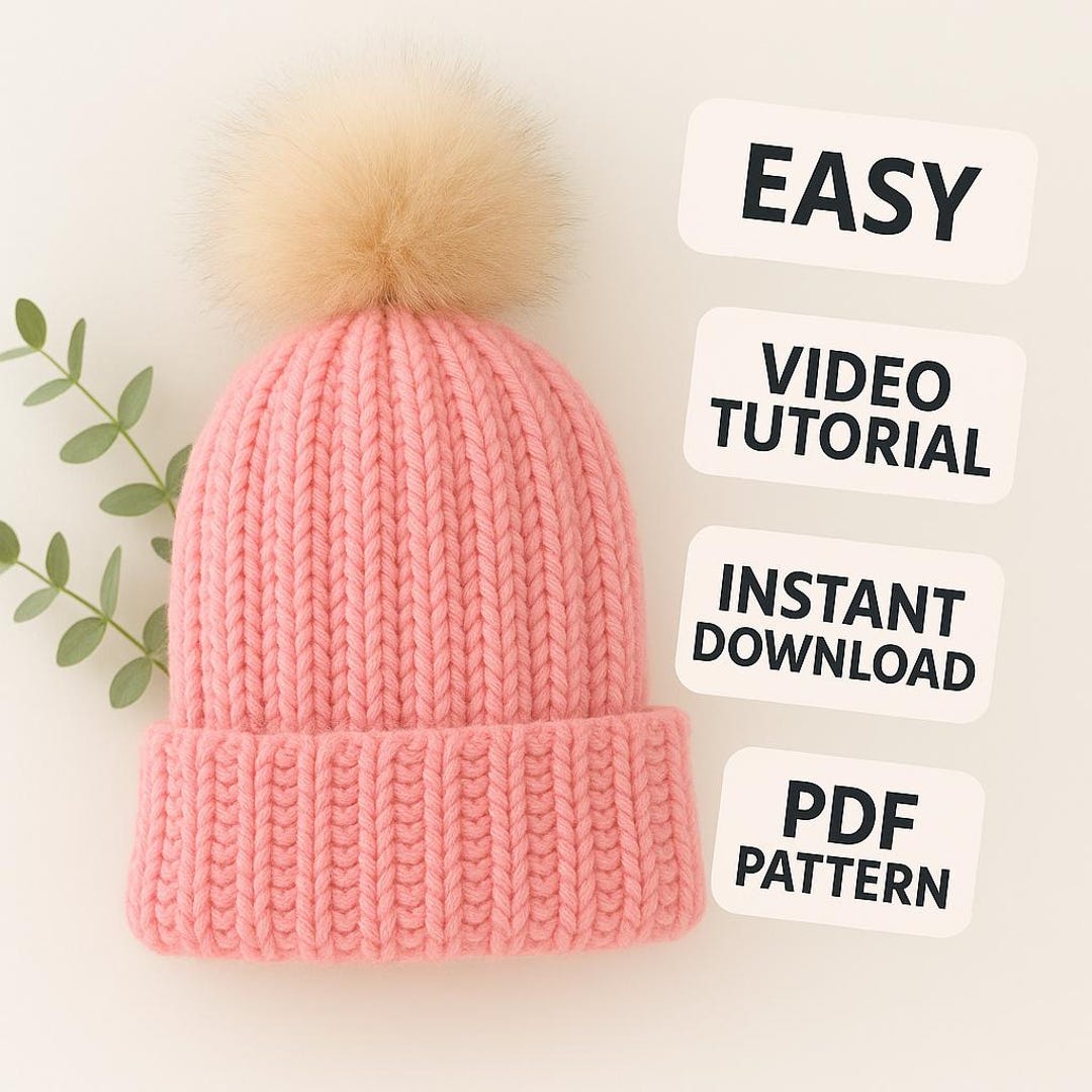 Chunky Ribbed Beanie Pattern, Easy Crochet Hat PDF, Quick Adult Winter ...