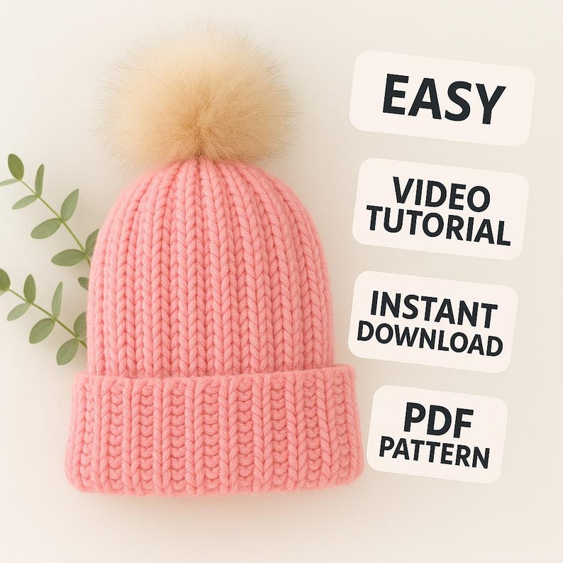 Chunky Ribbed Beanie Pattern, Easy Crochet Hat PDF, Quick Adult Winter ...