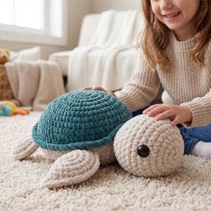 Jumbo Crochet Turtle Pattern PDF | Large Amigurumi Sea Turtle Plush | Easy Chunky Turtle Crochet Pattern | Digital Download
