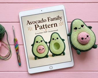Amigurumi Avocado Crochet Pattern | Kawaii Food PDF | Cute Plush Toy with Removable Seed | Beginner Easy | Digital Download