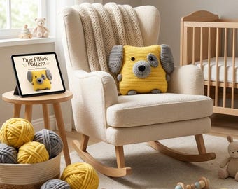 Nursery Decor Crochet Pattern | Puppy Pillow PDF | Kids Room Animal Cushion | Easy Plush Dog | Digital Download