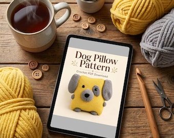 Cute Puppy Pillow Crochet Pattern | DIY Dog Lover Gift | Cozy Amigurumi Animal Cushion | Digital Download | Easy PDF