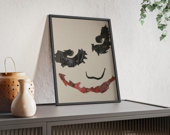 Abstrakcyjny plakat „Zły uśmiech klauna” w drewnianej ramie | Sztuka ścienna